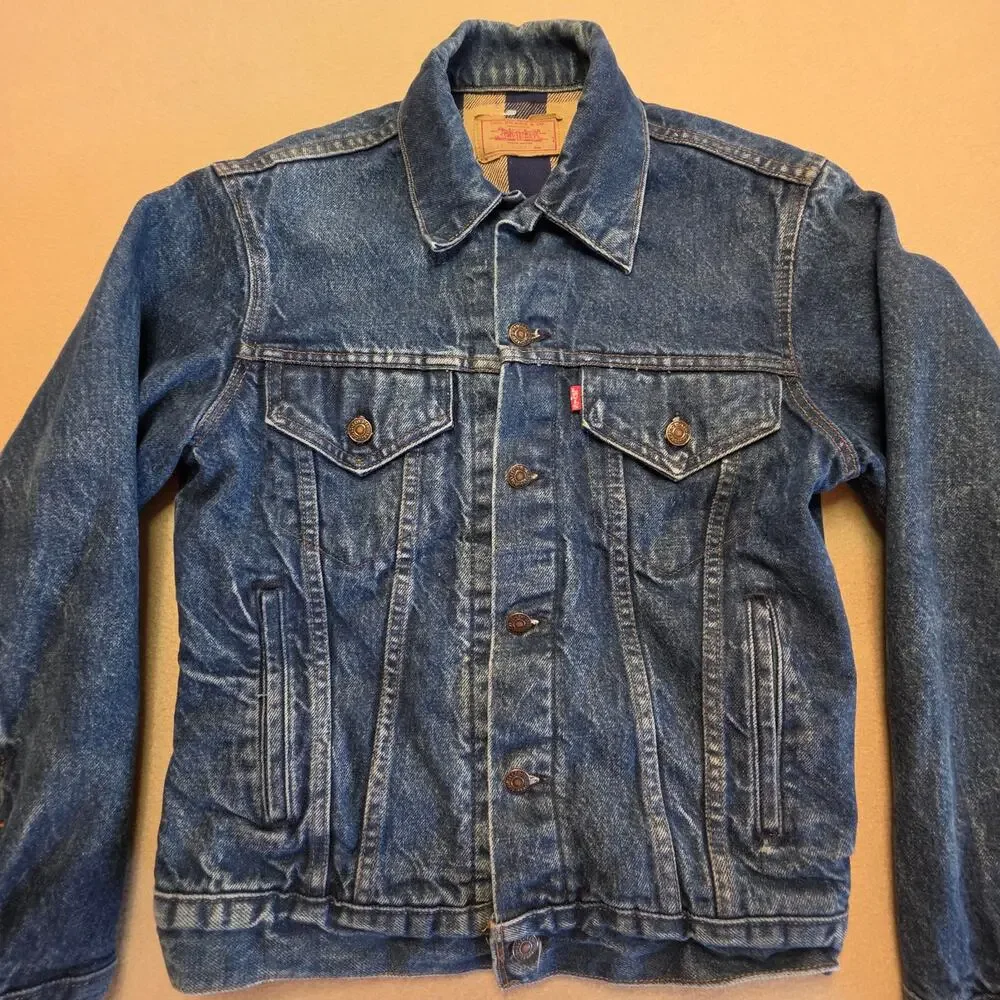 Levi's Vintage 1989 Flannel-Lined Denim Trucker Jacket Sz 36 (XS) USA 70401 0824